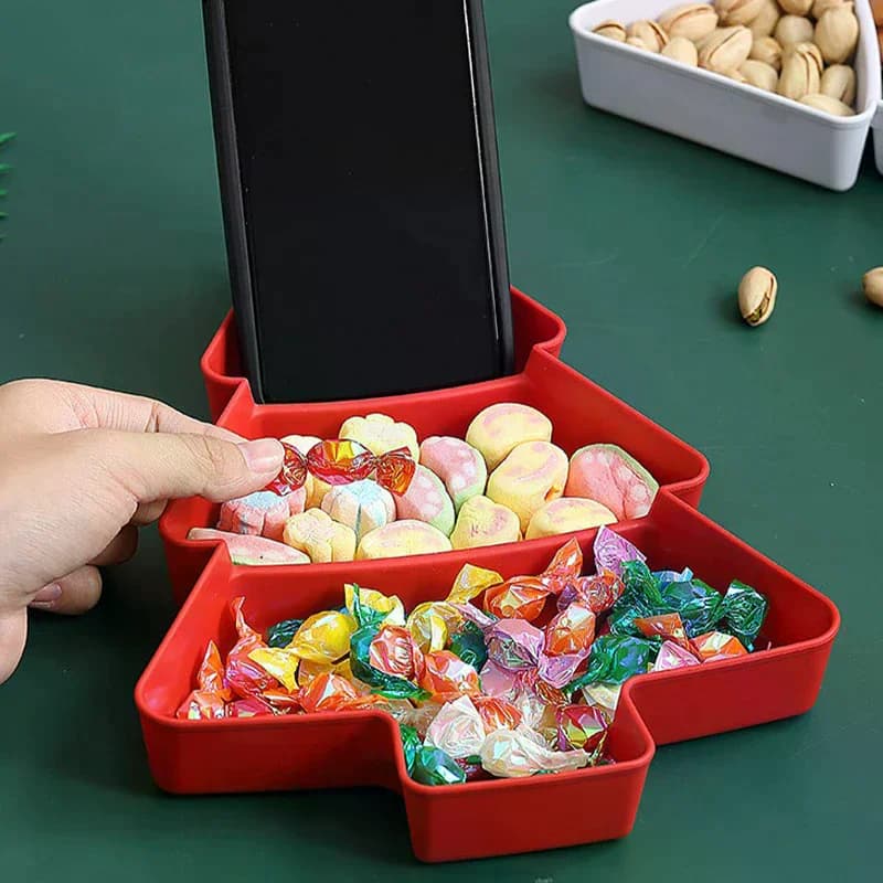 Piatto di frutta creativo per albero di Natale Piatto di snack diviso Scatola di immagazzinaggio di frutta secca e semi di melone