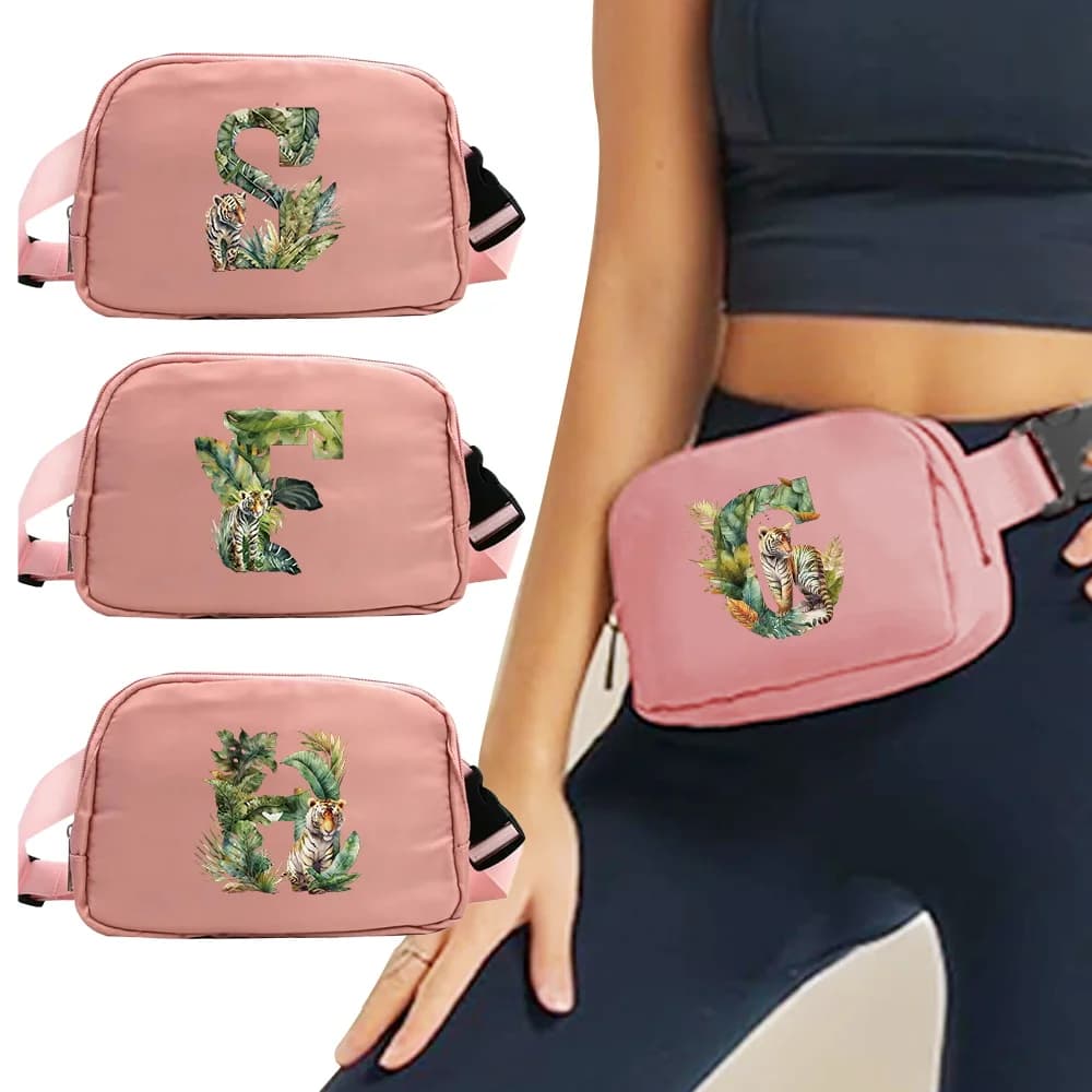 Adjustable Multitask Waist Bag with Tiger and Written Printing, Phone Holder for Running and Cycling, Packet with Hinge for Objects