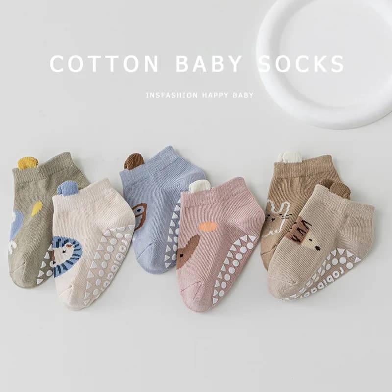 0-1Year Baby Boat Socks Cute Cartoon Anti Slip Floor Sock Boy Girl Infants Cotton Socks Newborn Walking Socks Soft Kids Footwear