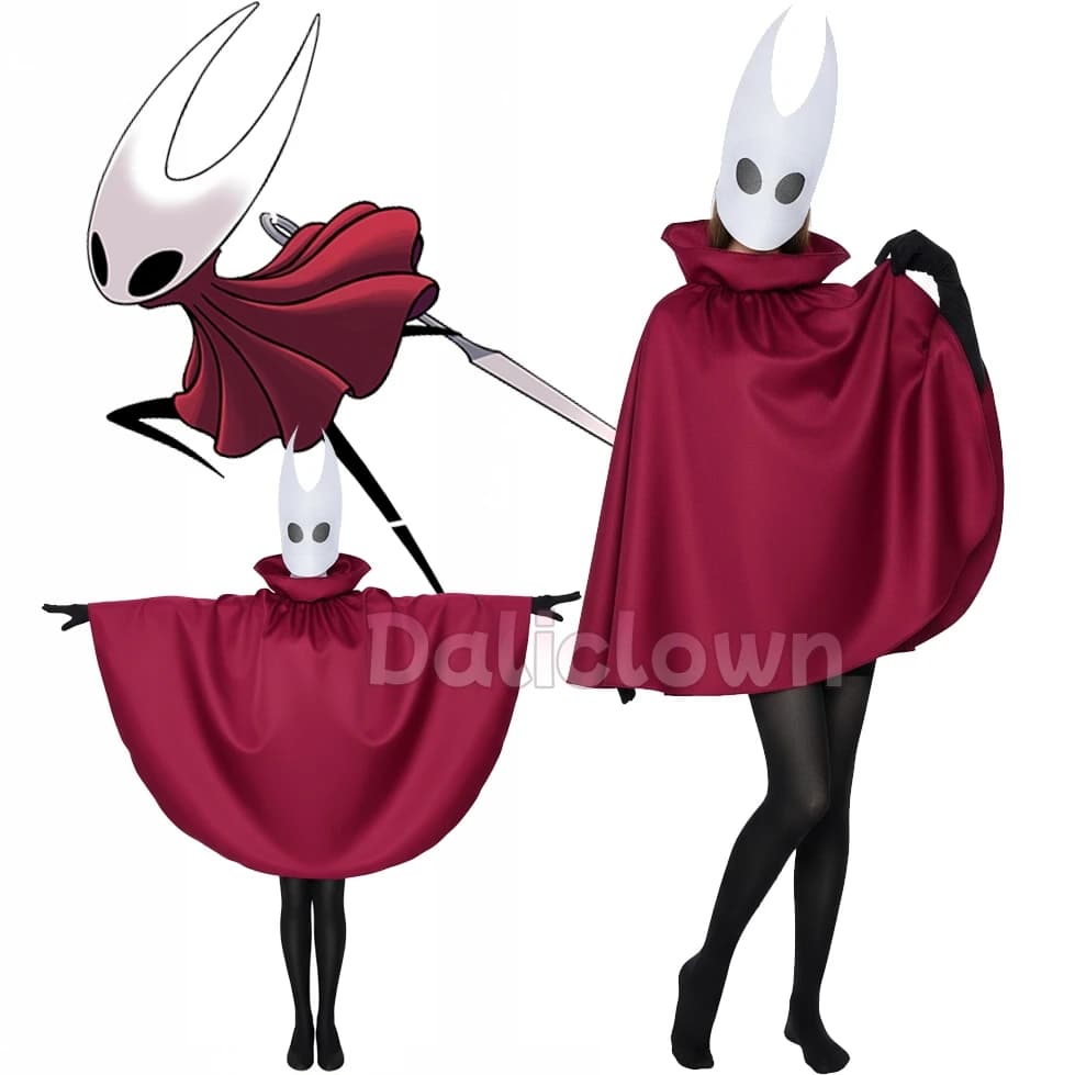 Game The Hollow Knight Silksong Hornet Cosplay Costume Red Cape Mask Costume For Women Cosplay Jumpsuit Mascara Carnival Outfit