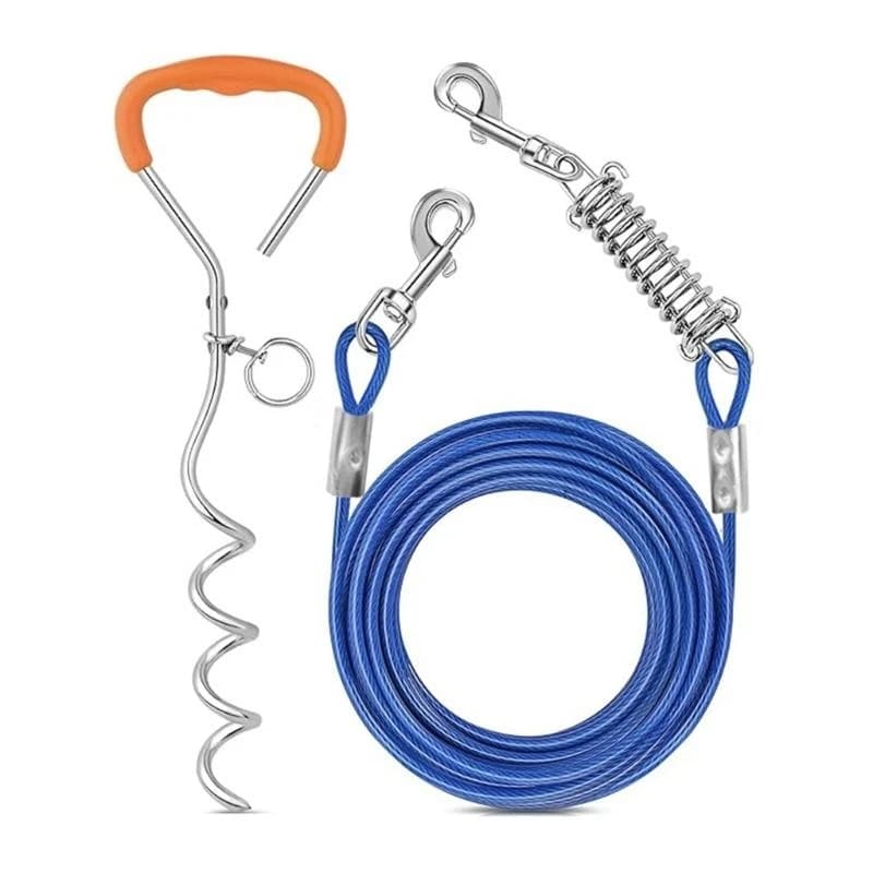 U1JB Heavy Type Dog Tie Out Cable and Stakes Garden Ground Dogs Leads Leashes for Media to Large Dogs