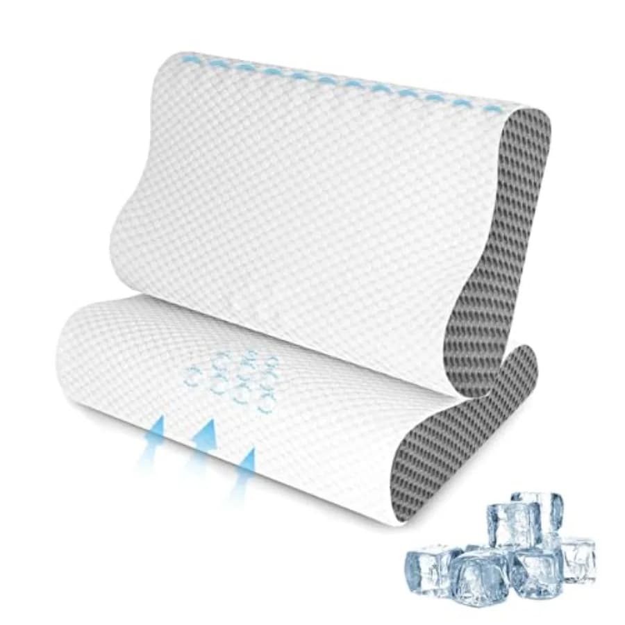 Set of 2 Memory Foam Bearings Refreshing Queen Size for Sleeping, Cervical Ergonomic Cushion with Federa Grigia for Collo and Spalle