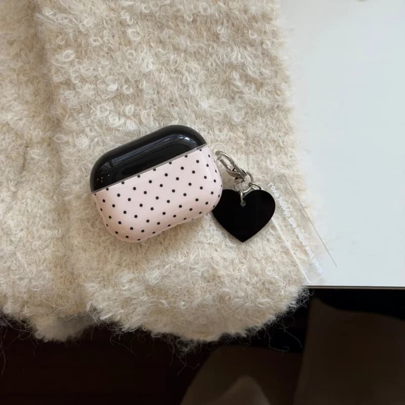 Custodia per auricolari IMD con motivo a pois semplici e ciondolo per Airpods Pro, Pro2, Pro3, 1, 2, 3, 4, anti-caduta