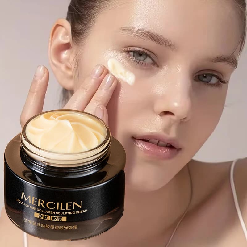 Mercilen Polypeptide Collagen Moisturizing and Elasticizing Cream 50g, Daily Care Facial Lifting Cream, Moisturizes and Brightens Facial Skin, Reduces Fine Lines, Evens Out Skin Tone, Makes Skin Look Younger, Suitable for All Skin Types