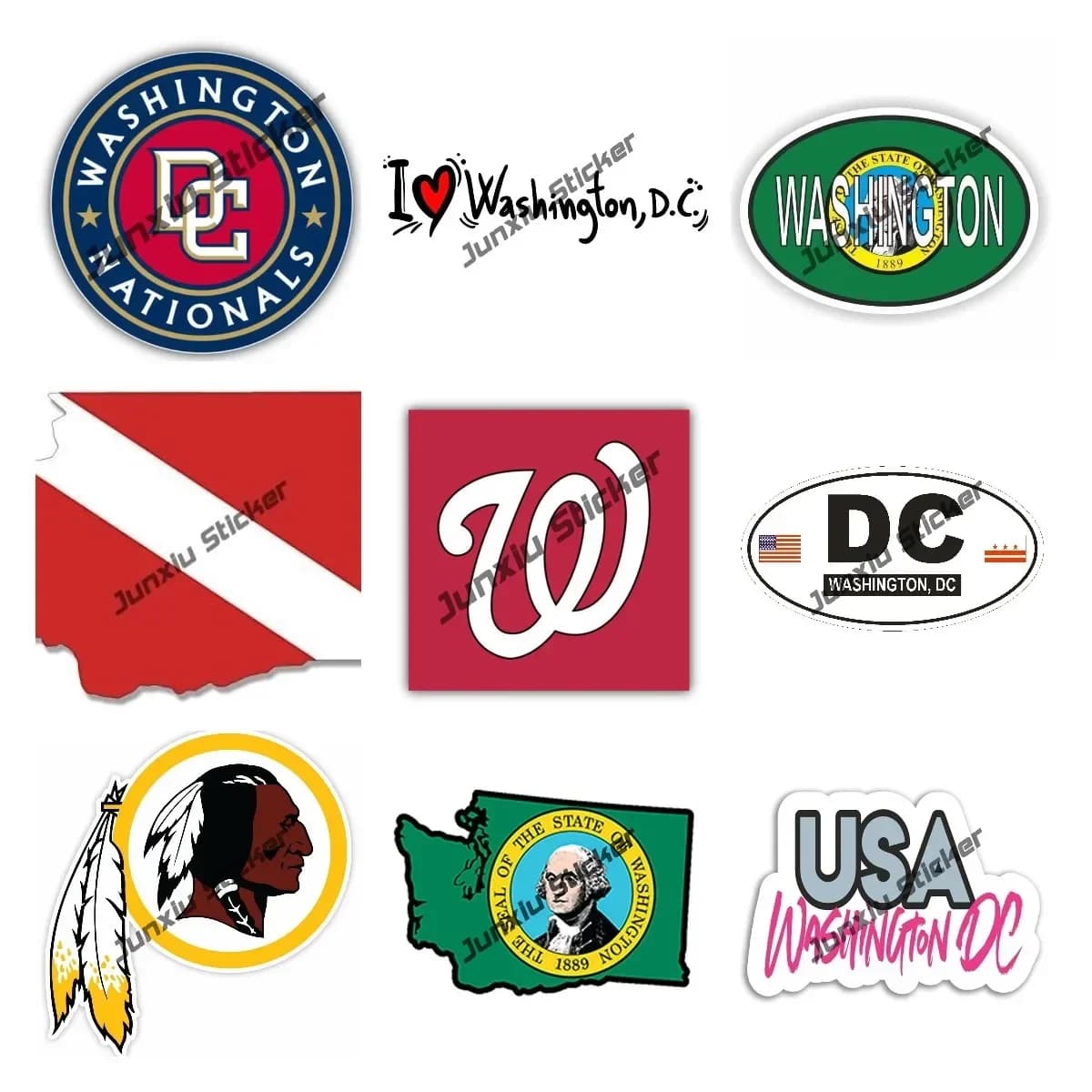 Mappa bandiera USA Washington Adesivo per auto Decal Casco Laptop Accessori impermeabili Washington Dc Usa Decalcomania bandiera per immersioni subacquee a forma di