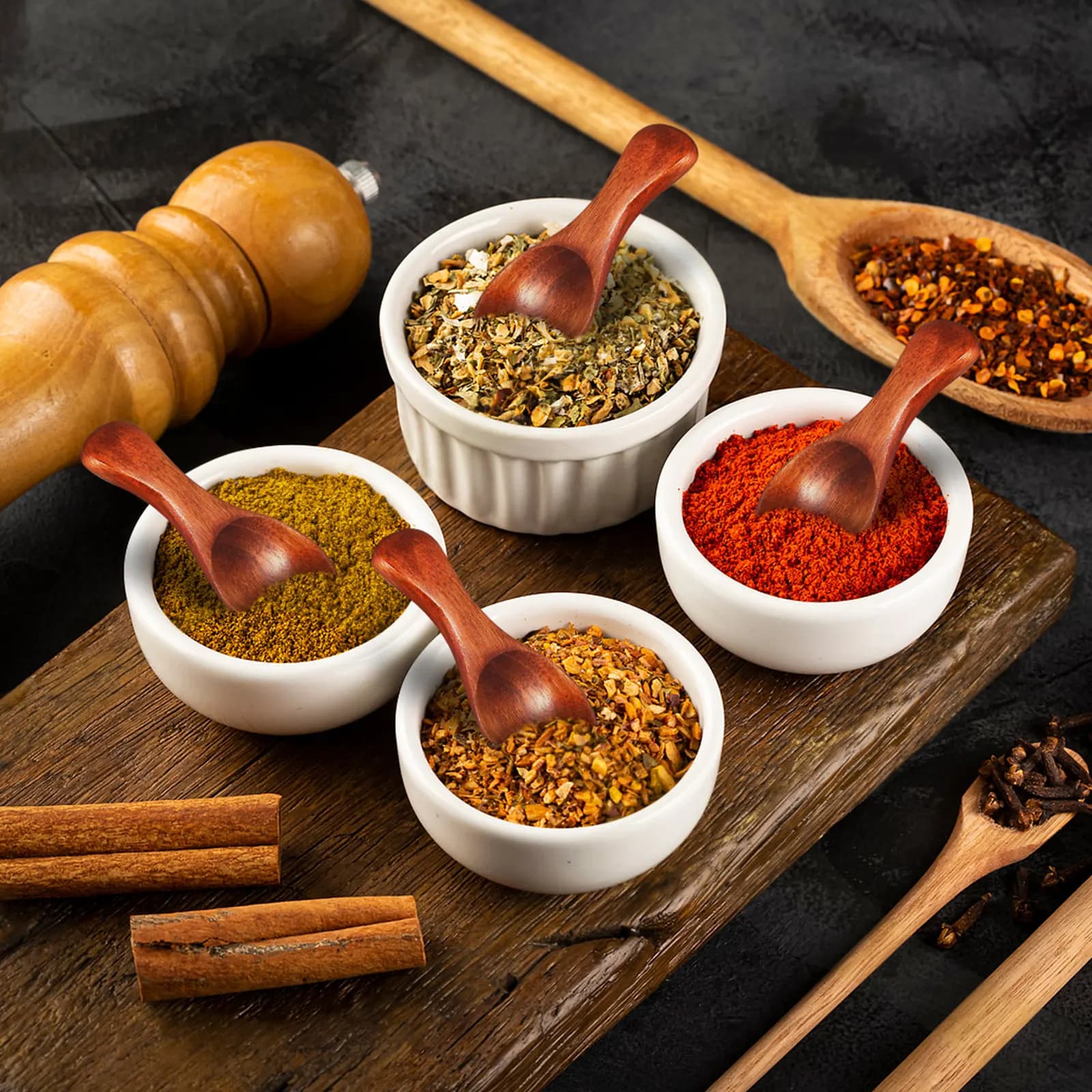 Set di 6 Cucchiai in Legno per Spezie, Mini Paletta per Condimenti, Piccoli Cucchiai da Servizio per Cucina e Condimenti