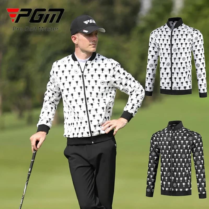 PGM Giacche da golf da uomo Cappotto antivento impermeabile da uomo Cappotto da golf casual con cerniera intera stampato Giacca a vento antivento primaverile