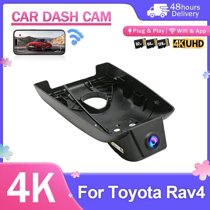 2160P 4K Dash Cam For Toyota RAV4 4th Gen (XA40) 2016-2018 Video Recorder Front and rear dual cameras Car DVR