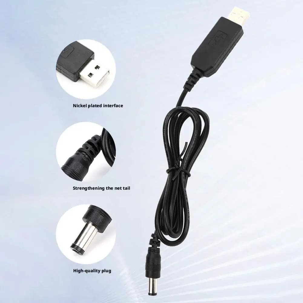Cavo di alimentazione USB a DC con convertitore step-up da 5V a 9V/12V e 10 adattatori DC per router, altoparlanti, strisce LED e cavi di ricarica