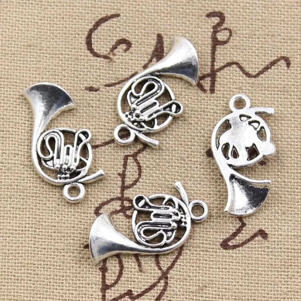 20pcs Charms French Horn 23x18mm Antique Silver Color Plated Pendants Making DIY Handmade Tibetan Silver Color Jewelry