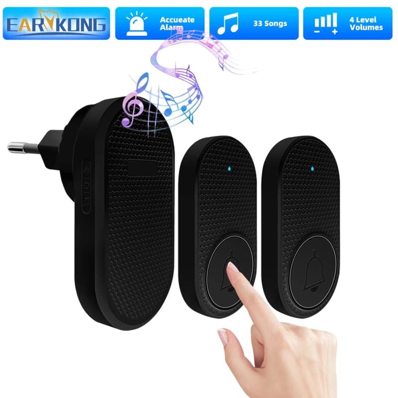 Earykong Campanello senza fili Campanello di benvenuto Campanello per porta di casa Intelligente 32 brani Melodie intelligenti Allarme con batteria