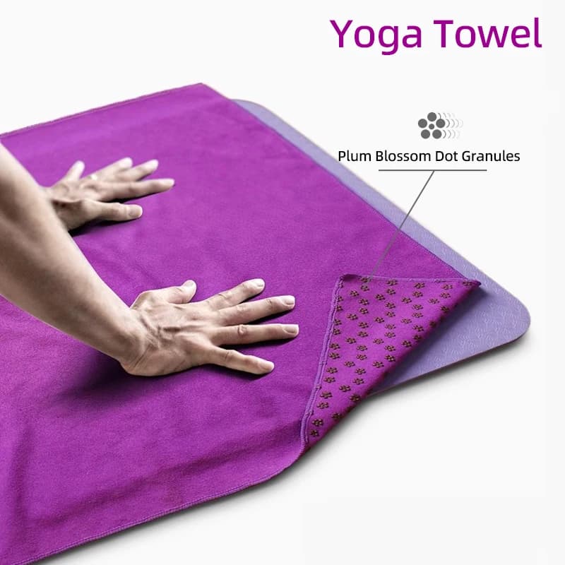 Hot Yoga Non Slip Sweat Absorbent Towel Mat With Grip Dots Quick Dry Portable Exercise Blanket for Pilates Fitness Training Workout Pad