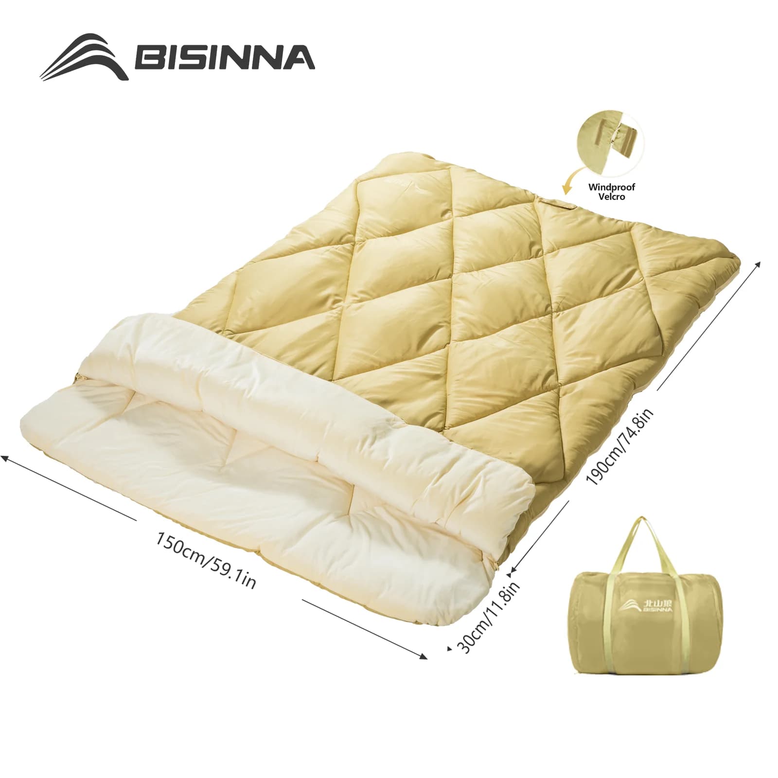 BISINNA Pelo Doppio da Camping, Thermal Jacket Portatile for 2 People, Winter Pelo Bag 4 Seasons for Hiking and Tourism