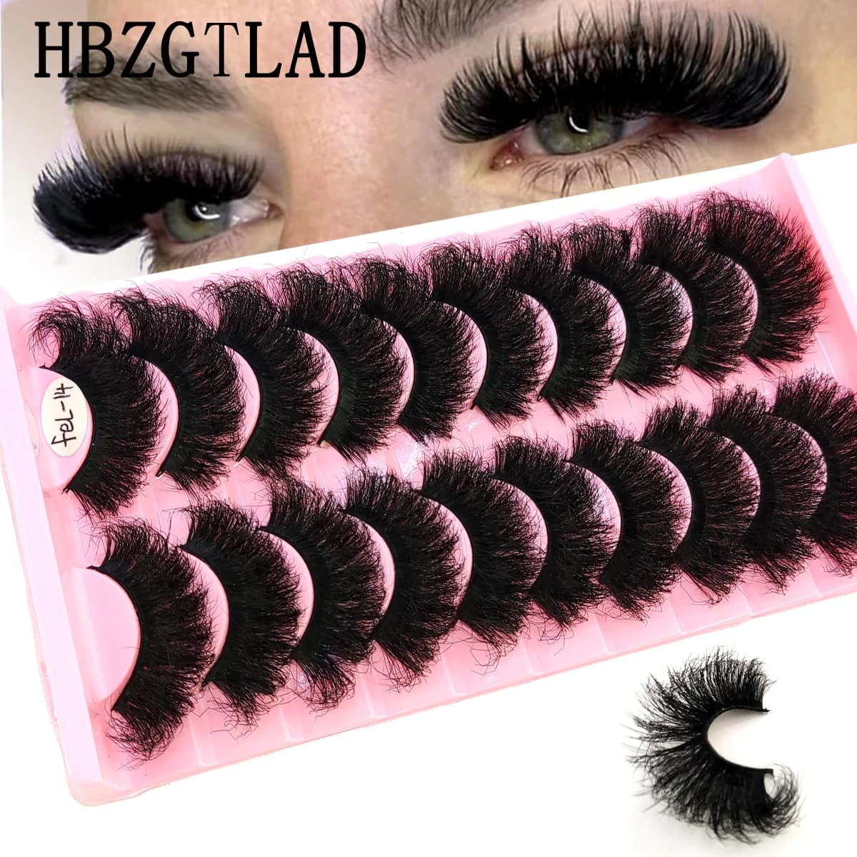 HBZGTLAD Nuovi 10 paia di ciglia di visone artificiale 5D drammatiche fatte a mano soffici naturali lunghezza 25mm estensione ciglia trucco