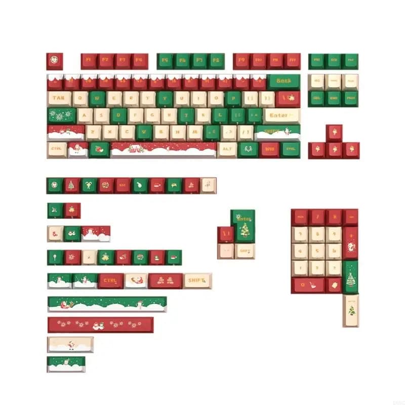 E65C unico set tastie natale per tastiere meccaniche spesse PBT durevole 142Keycap