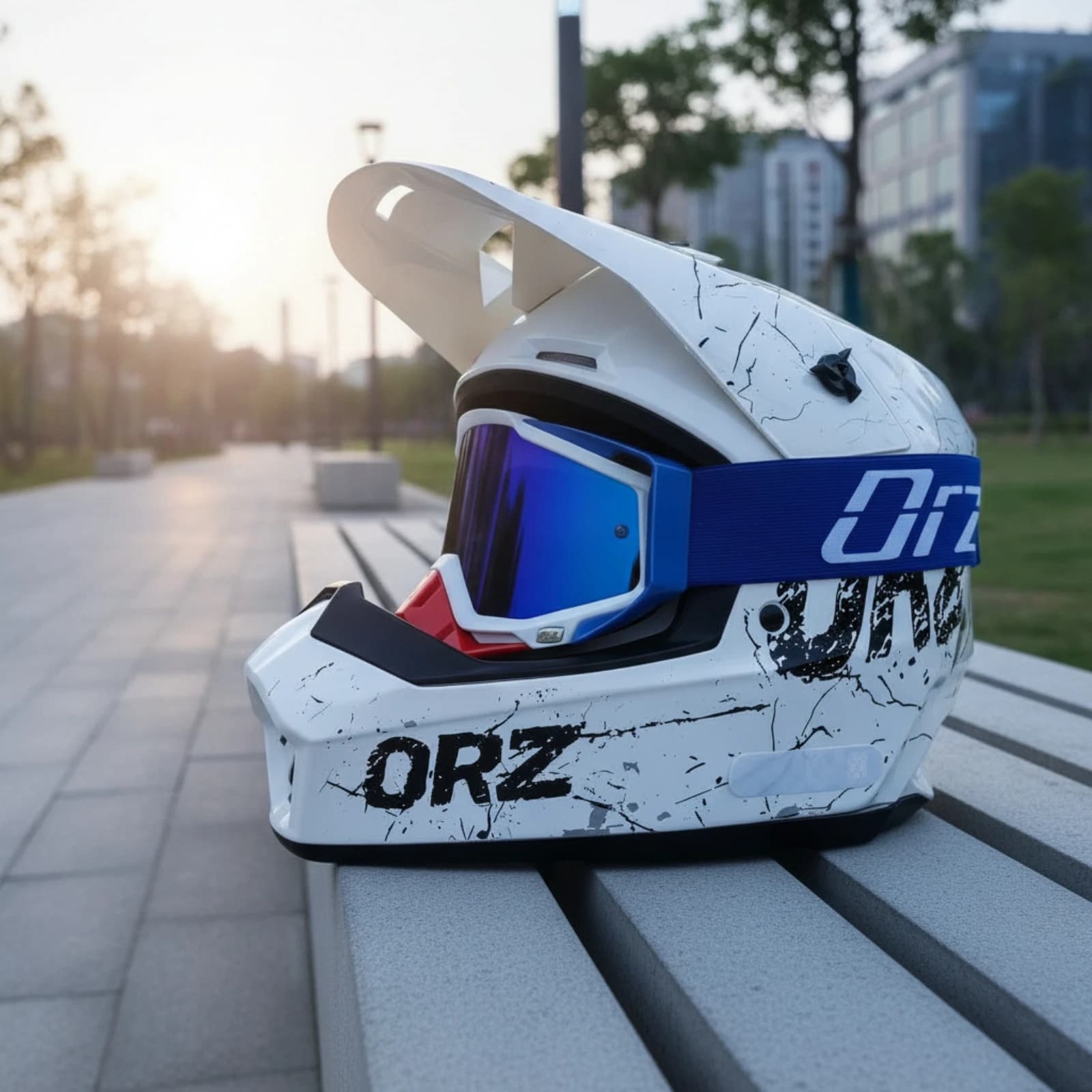 Dirt Bike Helmet with Goggles Comfortable Full-Face Helmet with Visor Breathable Multi-Vent for Riders, Motocross