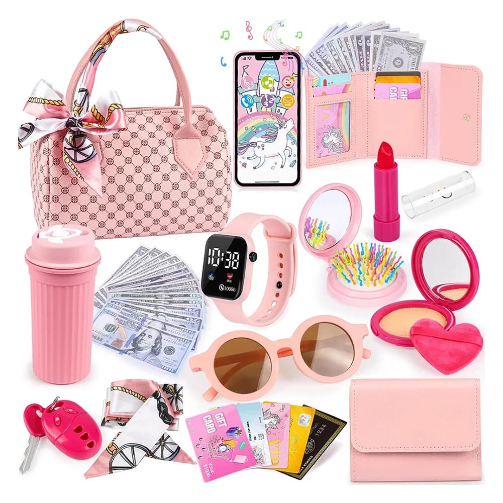 Children's Play Bag, Princess Gifts, Children's Game Bags Set, Cell Phone/Sun Watch/Sun, Princess Makeup Bag for Girls