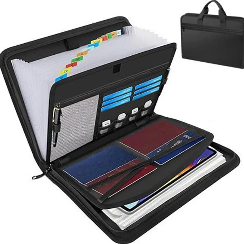 Cartella di file espandibile ispessente Porta carta A4 Organizzatore di documenti per ufficio Custodia impermeabile per forniture per ufficio scolastico