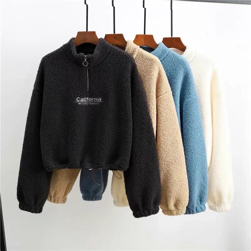 Felpe con cappuccio ritagliate in pile con ricamo a lettera da donna felpe con coulisse a maniche lunghe autunnali nuove magliette Casual in velluto di peluche