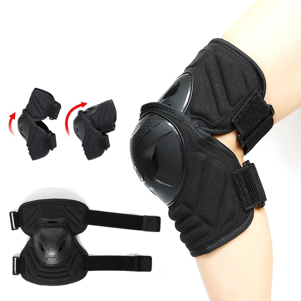 Protezione Ginocchia e Tibie per Moto, Regolabile, Nera, Antiurto, per Motocross e Dirt Bike