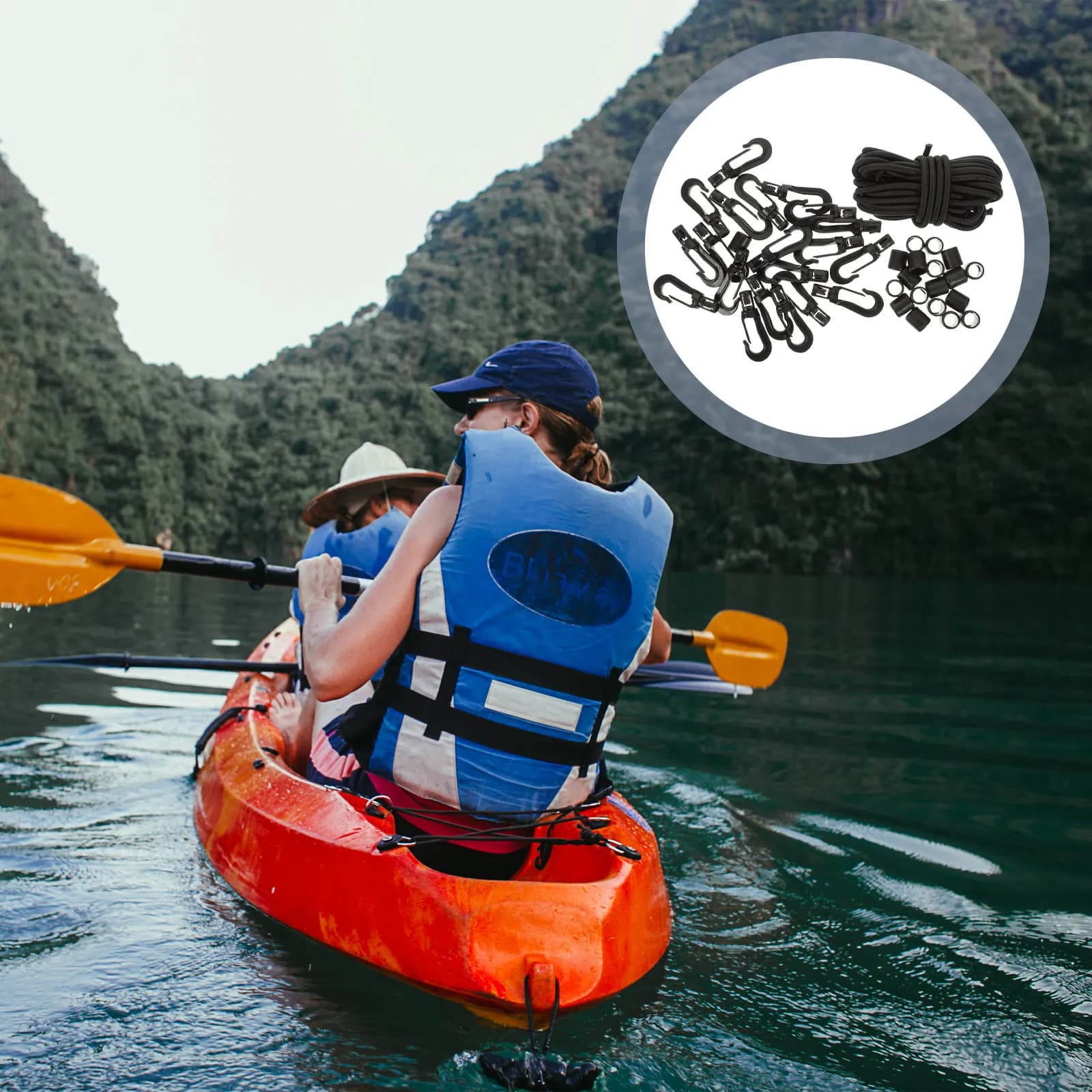 1Set Dock Mooring Rope Hook Elastic Boat Tie Rope Strong Supple Marine Cord Compact Outdoor Use Kayak Paddle Holder