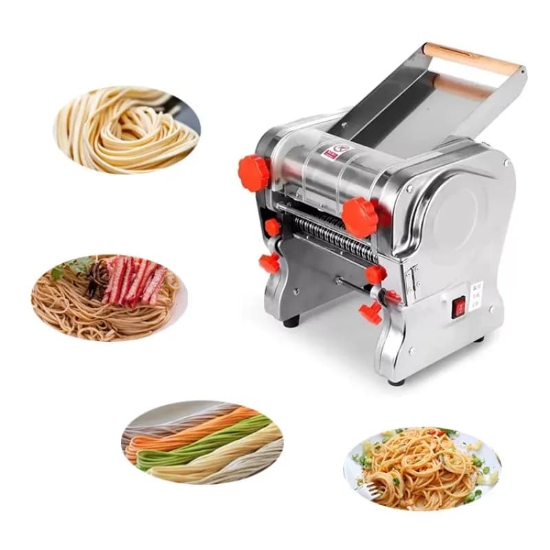 Macchina Elettrica per Pasta in Acciaio Inox, per Uso Domestico, con Rullo per Spaghetti e Motore, Adatta alle Famiglie