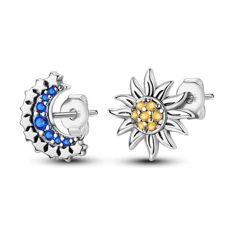 925 Sterling Silver Earrings Women Zirconium Sun Moon Hoop Earring For Anniversary Wedding Jewelry Gifts