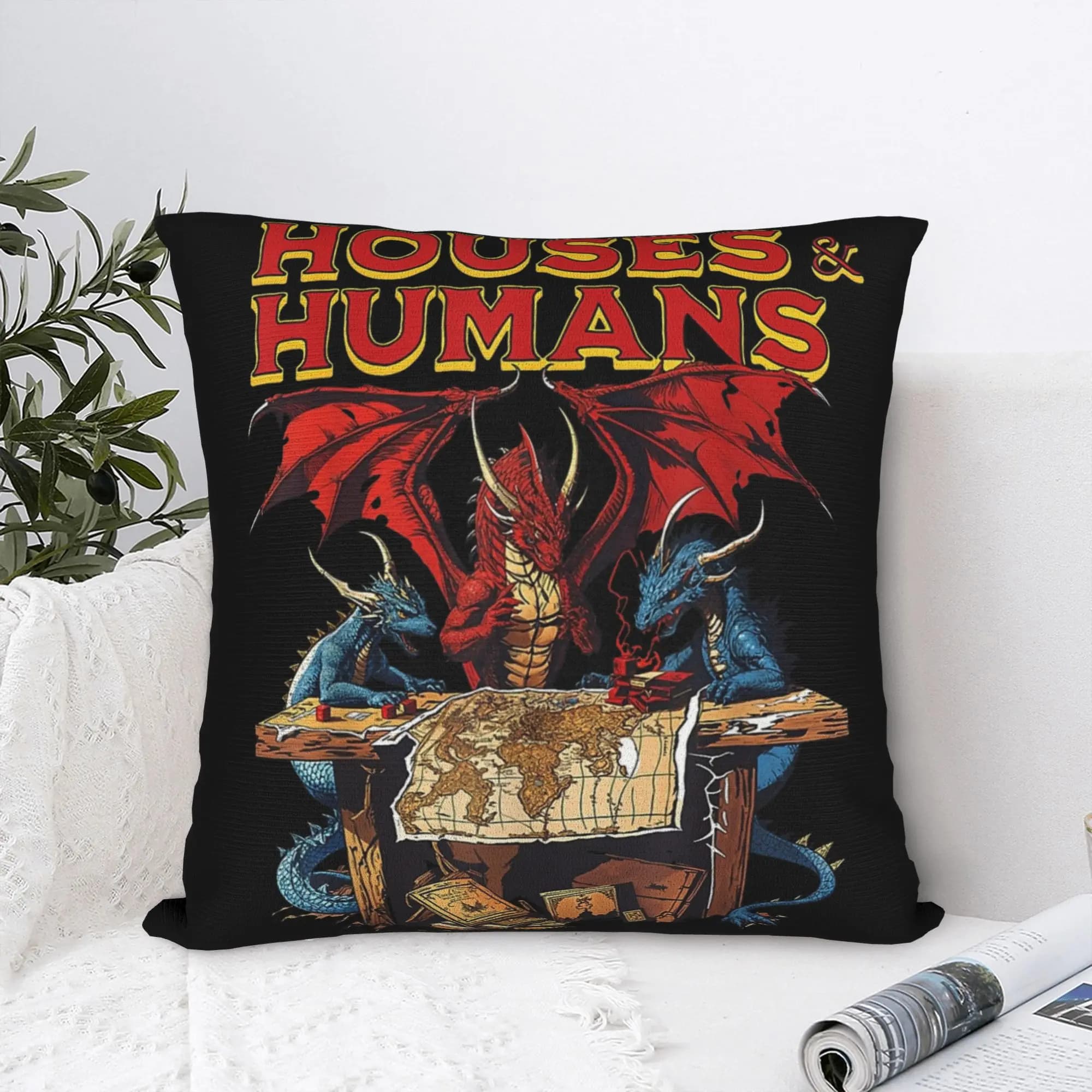 Case e esseri umani Retro anni '90 Federa morbida fodera per cuscino regalo Dungeon Dragon DnD Federa per la casa Trasporto di goccia 45 * 45 cm