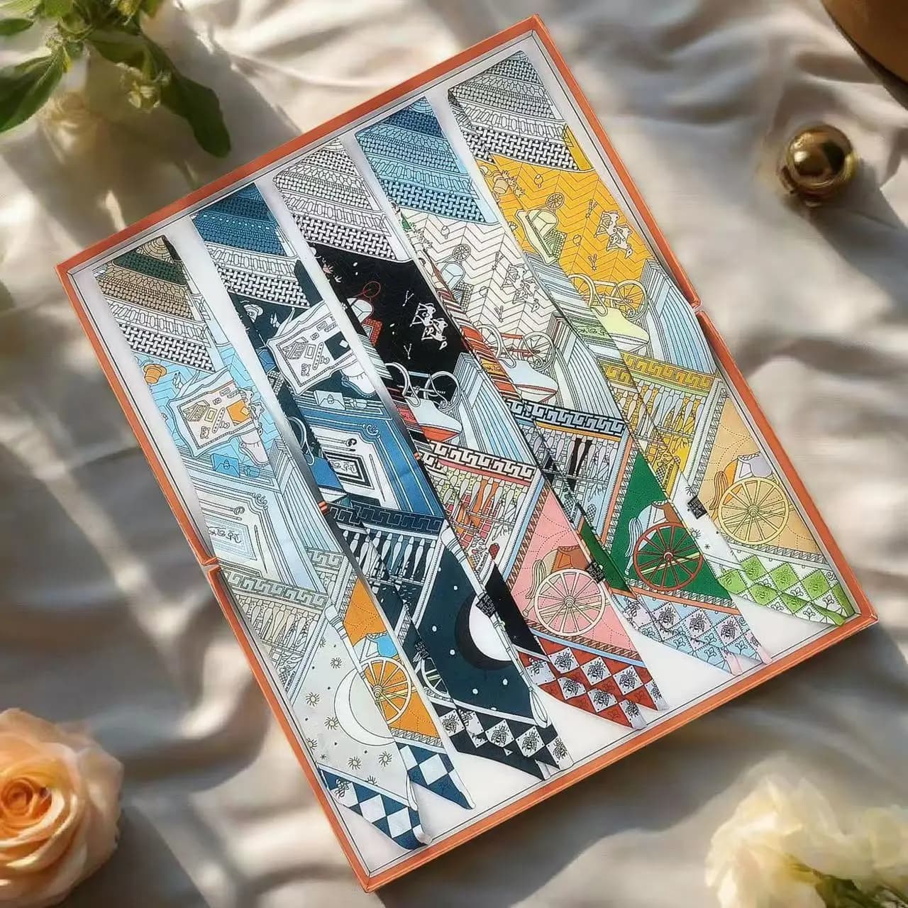 Serie di carte dei tarocchi Streamer Sciarpa di seta Twill Sciarpa decorativa Fascia sottile e stretta Piccola sciarpa di seta Legata Borsa all'ingrosso