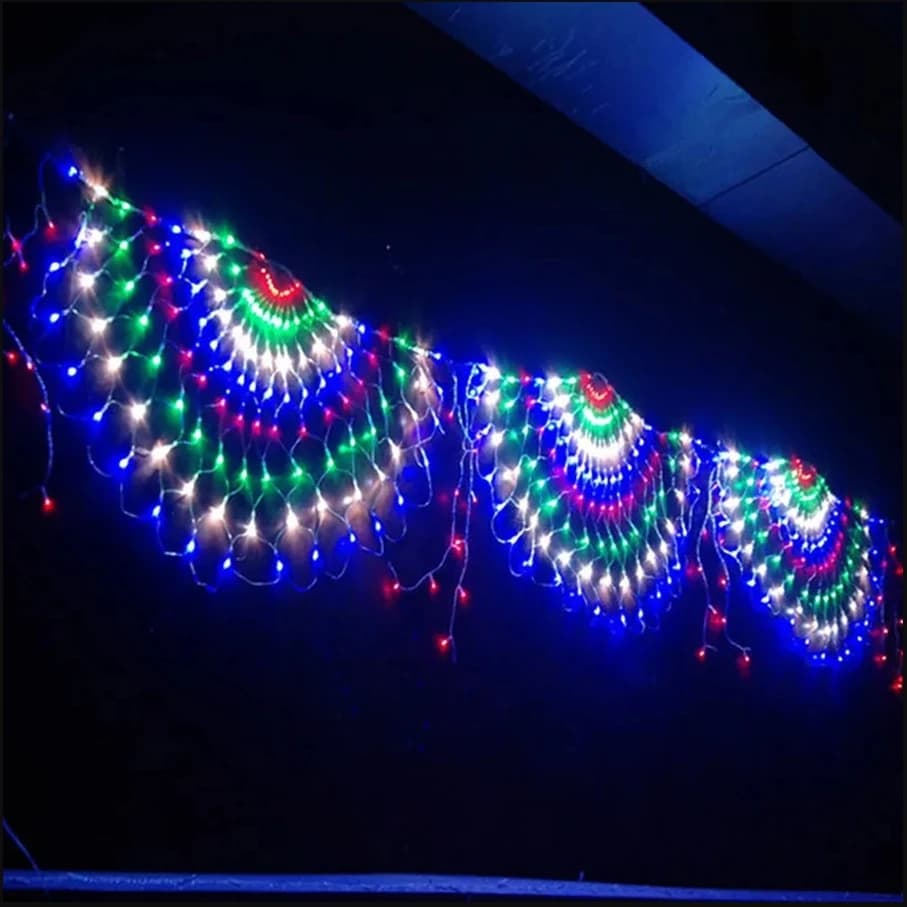 Spina ue/usa 3.2*0.6M 420LED 3 luci a corda di pavone rete a rete per esterni luci fatate a Led Christma Wedding capodanno Decor Garland Lam