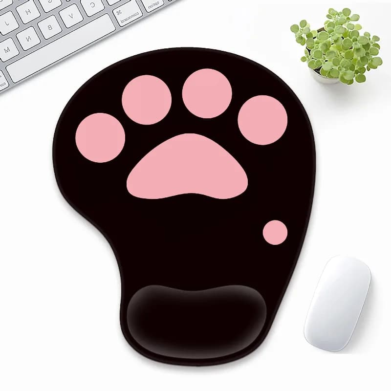 Tappetino per mouse ergonomico a forma di zampa di gatto con poggiapolsi, superficie confortevole, per gaming, ufficio, casa