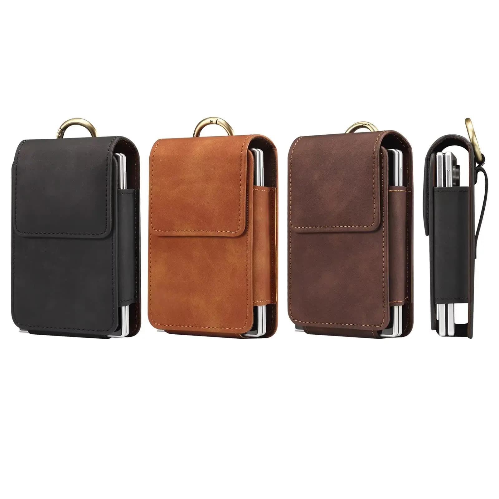 Skin-Friendly Leather Phone Pouch for Samsung Galaxy Z Fold 8 Huawei Pura X Max and Other Folding Smartphones