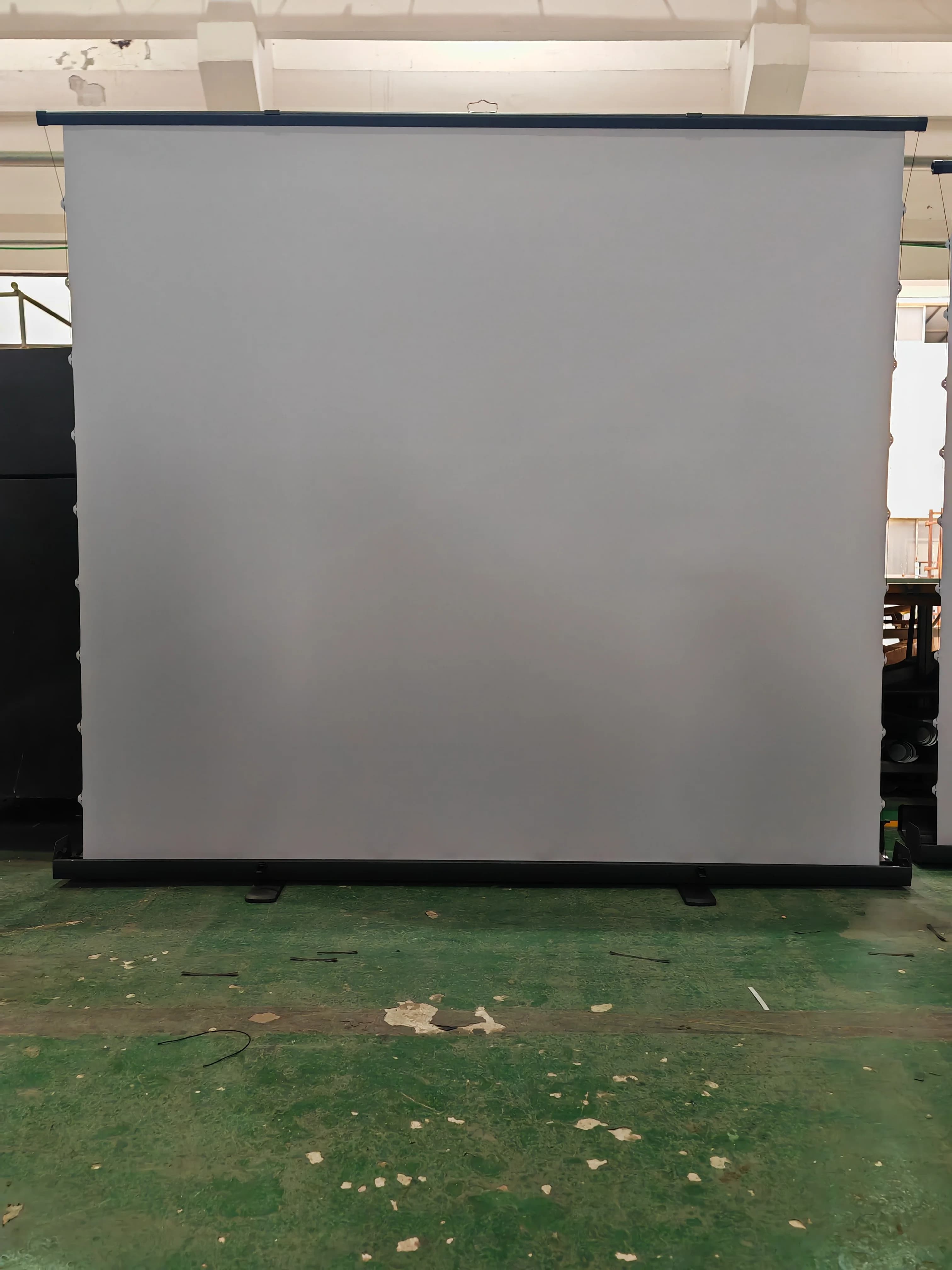 Floor Standing Pull Up Projector Screen with Tab Tension Grey Crystal for Home Cinema Movie Exhibition Outdoor Projection