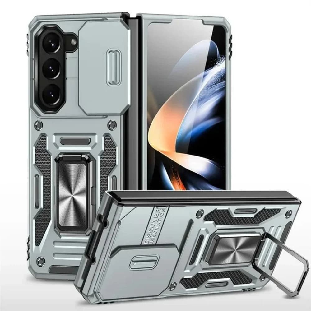 Robusta Hybrid Protective Case with Magnetic Support for Cars and Ring for Samsung Z Fold 7 6 5, Shockproof for Camera