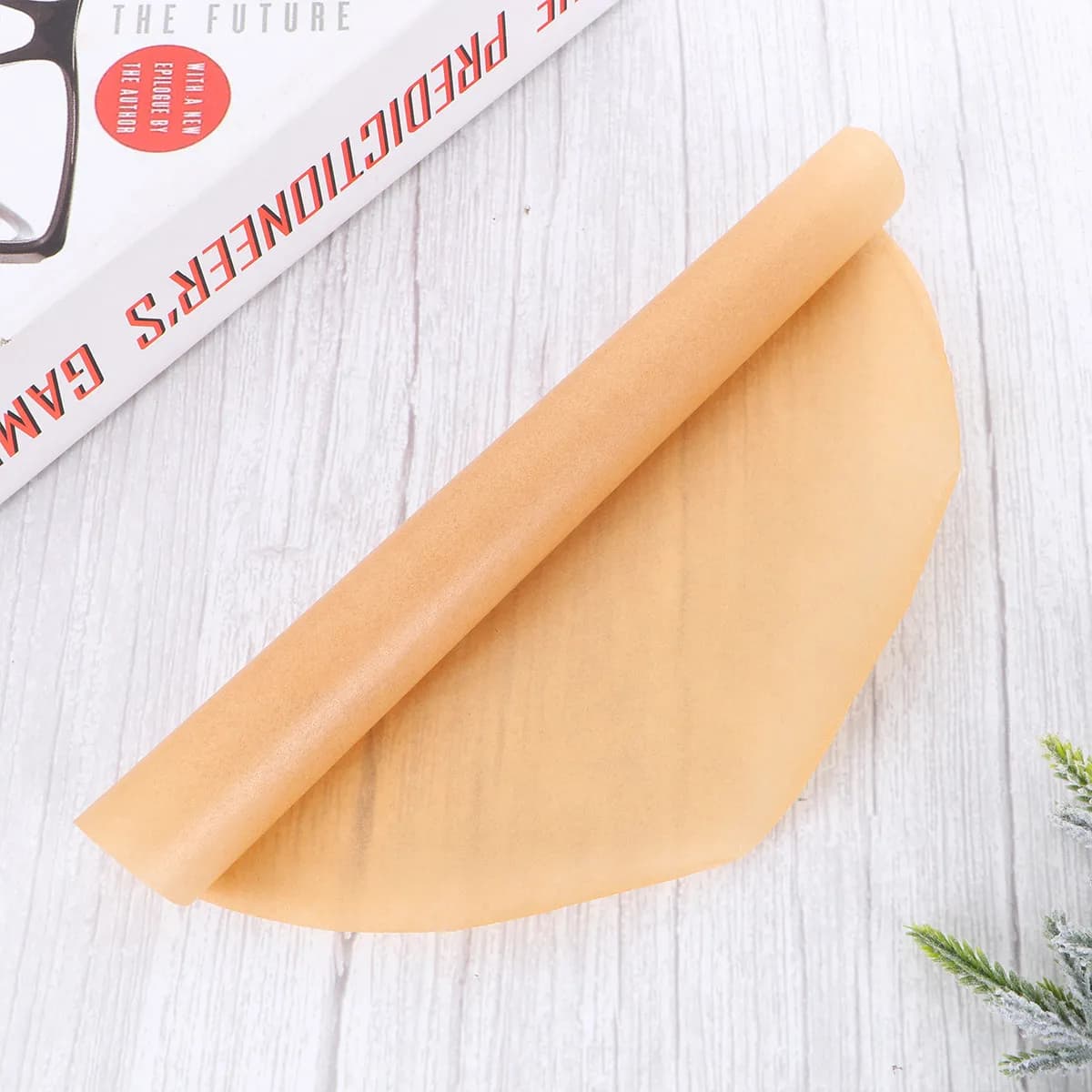 100Pcs 9.5 Inch Round Baking Paper Liners Premium Double-Sided Silicone Parchment Sheets Oil-Proof Waterproof for Air Fryer Oven