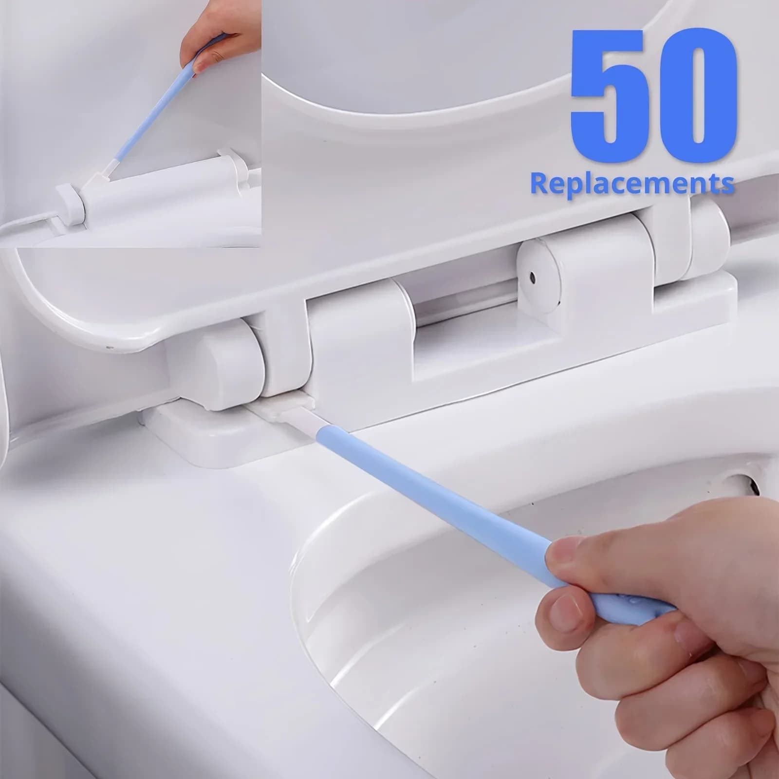 30 pezzi di scopino per WC usa e getta, manico lungo, spazzola per la pulizia del bagno con testina sostituibile, accessori per il bagno