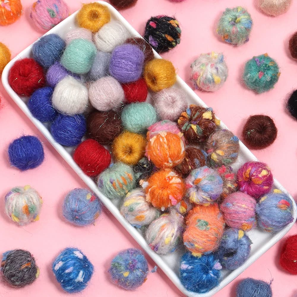 10 pezzi di perline di filato di mohair rotonde mini soffici morbidi pom per gioielli fatti a mano forniture per cucire orecchini fai da te abbigliamento decorare