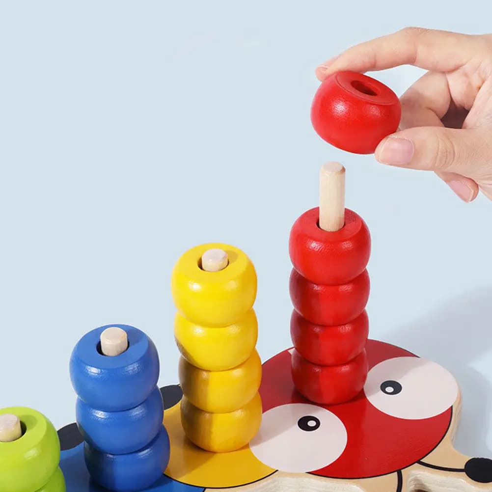 1 set di blocchi educativi a forma di bruchi colorati in legno, gioco di apprendimento precoce per bambini, regalo di compleanno, giocattolo con blocchi
