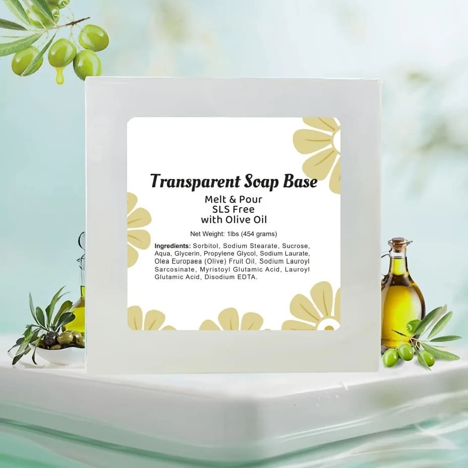 1 pack of 1 pound/454g transparent soap base to glycerine handmade soap diy add natural olive oil, moisturizing soap base to dissolve and pour