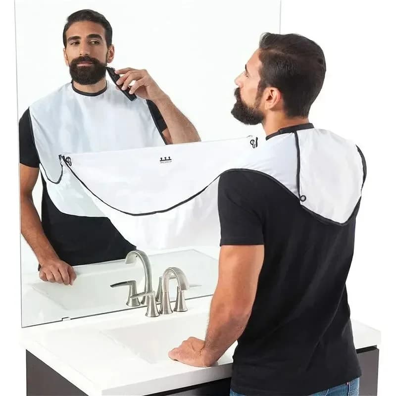 Grembiule da barba da uomo, mantella raccogli-barba, bavaglino per la cura del viso, bavaglino per adulti, per la rasatura e la pulizia, per parrucchieri, regalo