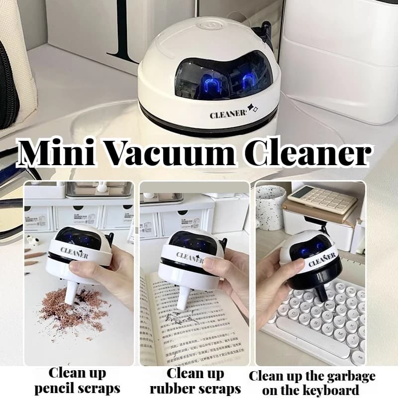 Mini Rechargeable Vacuum Cleaner for Car, Rubber Automatic Chips and Keyboard Powder Extractor for Laptop Cleaning