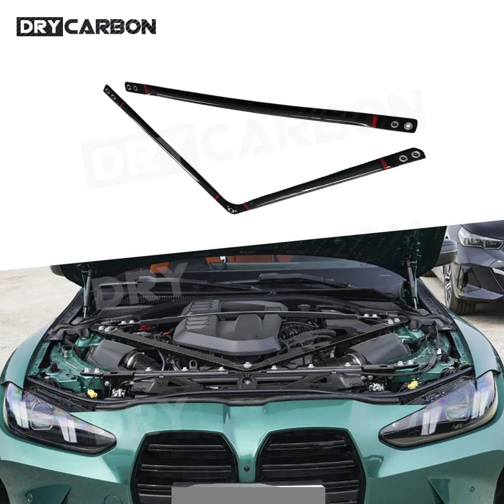 Dry In Fibra di Carbonio Cofano Motore Cofano Motore Puntone Brace Torre Bar Per BMW G80 M3 G82 G83 M4 Motore Treppiede Barra Stabilizzatrice