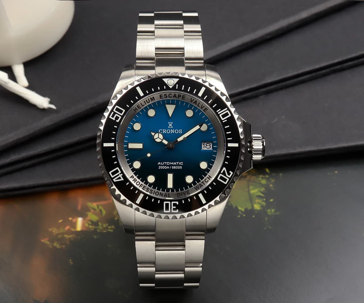 2025 New Cronos Automatic Underwater Watch Stainless Steel 2000 meters Water Resistance Professional Diver 9015/90S5 L6039M