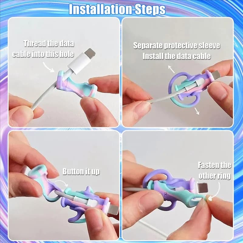 AEE7-5PCS Protezione per cavo carino Protezione per cavo di ricarica in silicone per tipo C/Micro-USB, copertura protettiva per cavo dati