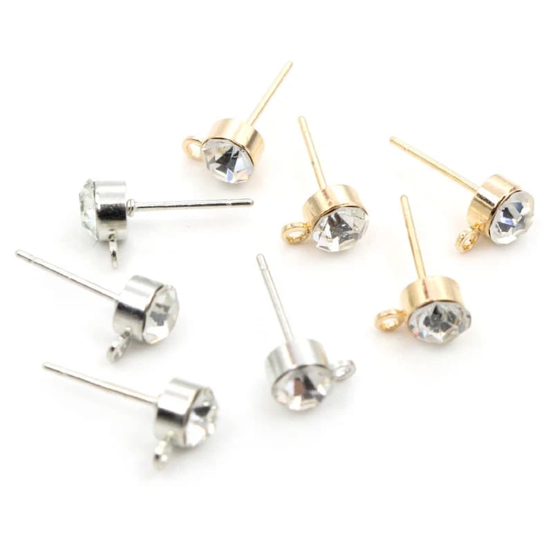 50pcs 4 millimetri 5 millimetri 6 millimetri Pin di Strass Orecchino Della Vite Prigioniera Risultati di Base Pin Tappi Per Gioielli FAI DA TE realizzazione di Accessori Forniture