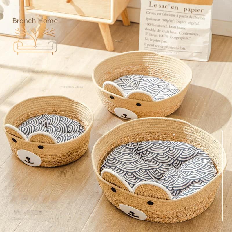 HeMu Cotton Woven Pet Litter Four Seasons Can Be Used Dog Kennel Winter Summer Can Be Removed And Washed Cat Litter Bamboo Mat