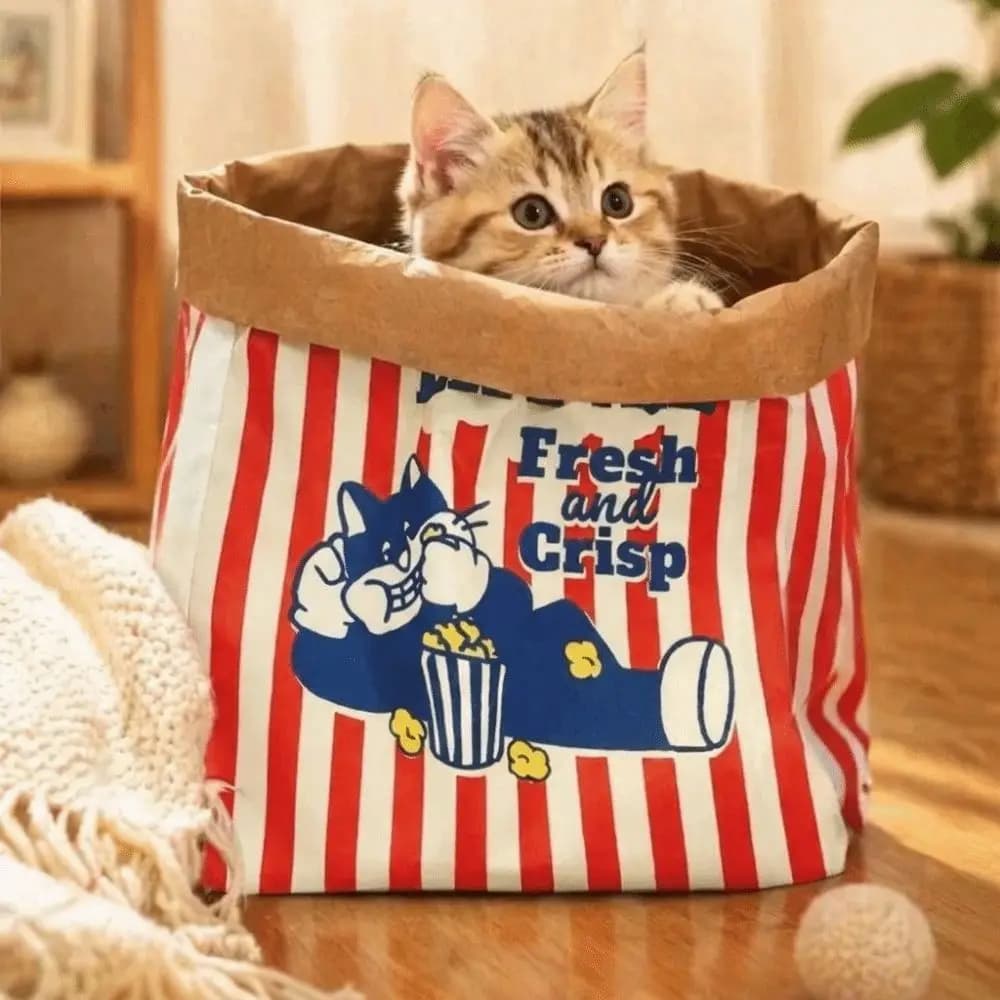 Cute Decompression Kraft Paper Cat Toy Chew Hide-and-seek Hidden Food Pet Toy Puzzle Sound Cat and Dog Kraft Paper Bag