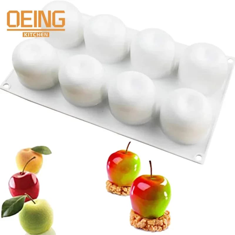 Stampo in silicone a forma di mela 3D 8 celle Mousse per torta fai da te per gelato al cioccolato Pasticceria Art Pan Dessert Bakeware Strumento per decorare torte