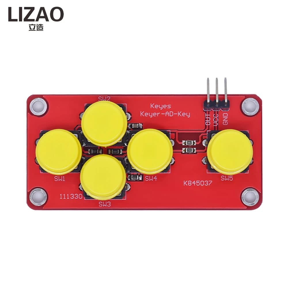 LIZAO 5-Key AD Keyboard Analog Keypad Module Single-Line Interface for Arduino Development Boards