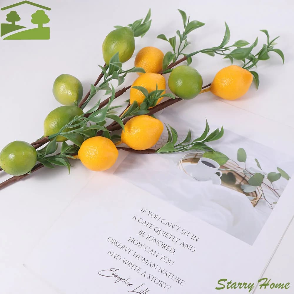 Artificial Lemon Copper in Plastic, Realistic Lemon Tree Fai-da-Te, Green Plants European Style, Fin Plants for Festive Decorations